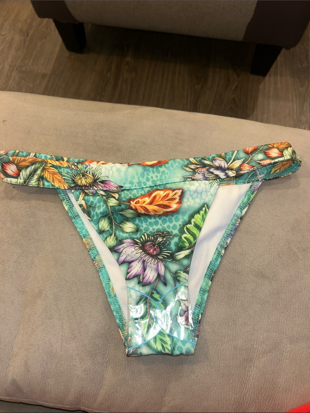 Floral Teal Bikini Bottom UK8/ US4/ Eu36 - Picture 1 of 6
